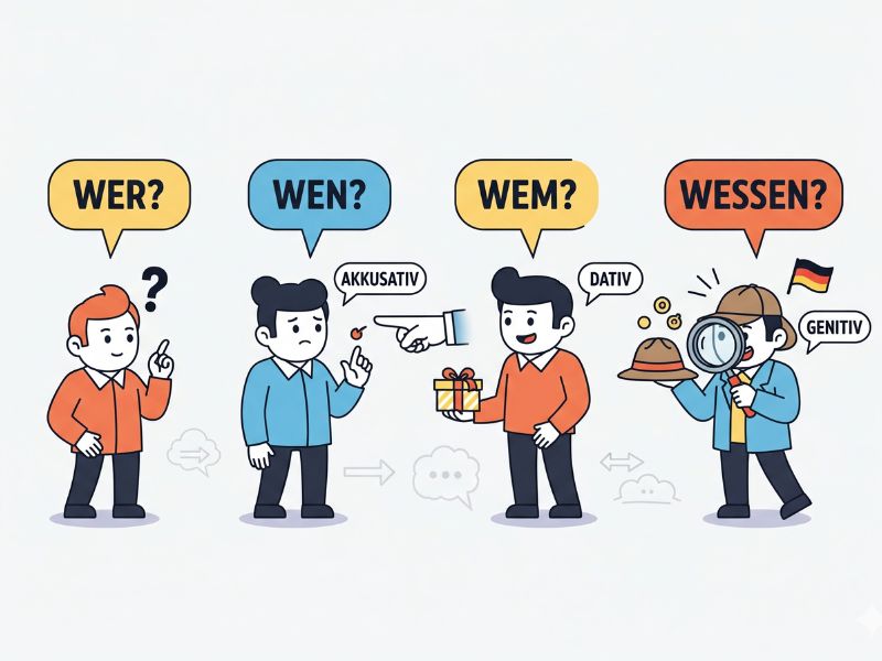 Wer, Wen, Wem, Wessen: Nắm vững các từ để hỏi ai trong tiếng Đức